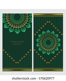 Wedding invitation cards set with thai painting elements