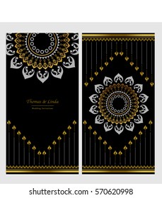 Wedding invitation cards set with thai painting elements