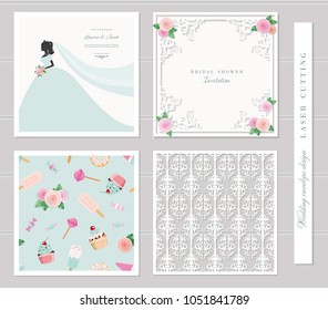 Wedding invitation cards set. Vector