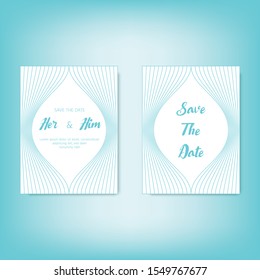 Wedding Invitation cards template with art lines.