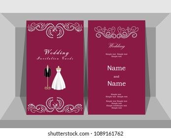Wedding invitation cards template Bride and groom