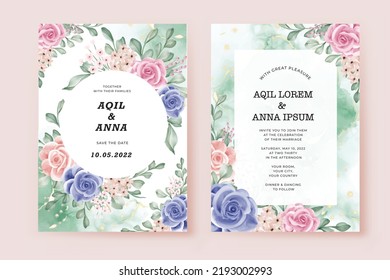 Vorlagensatz für Hochzeitseinladungskarten mit Blumenblume 