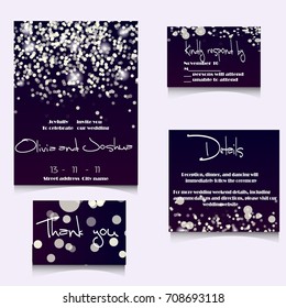 Wedding Invitation Cards Template Set with Soft Lights and Vector illustration