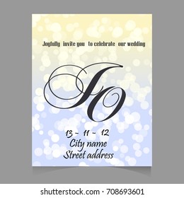 Wedding Invitation Cards Template Set with Soft Lights and Vector illustration