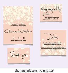 Wedding Invitation Cards Template Set with Soft Lights and Vector illustration