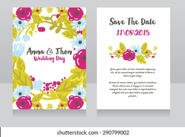 wedding invitation cards, vector illustration