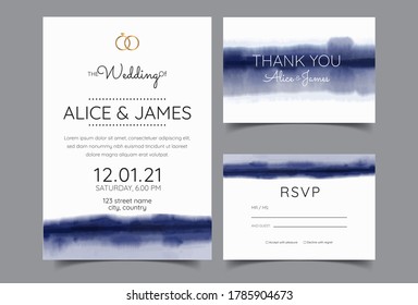 wedding invitation cards, watercolor textures and fake gold splashes for a luxurious touch