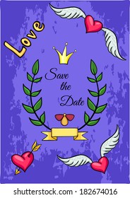 Wedding invitation cartoon template