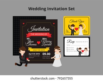 Wedding Invitation Character Set
