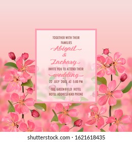 Wedding Invitation with cherry blossom