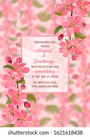 Wedding Invitation with cherry blossom