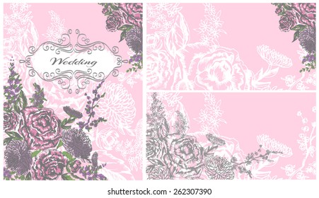 Wedding invitation with classic floral ornament
