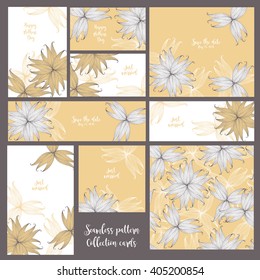 Wedding invitation. Collection cards. Seamless pattern.