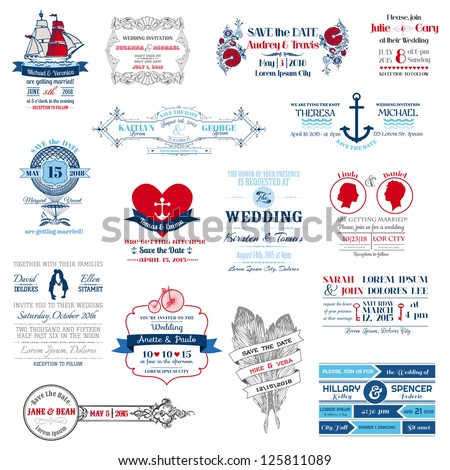 Wedding Invitation Collection - for design, scrapbook - in vector