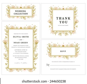 Wedding Invitation Collection With Floral Frame