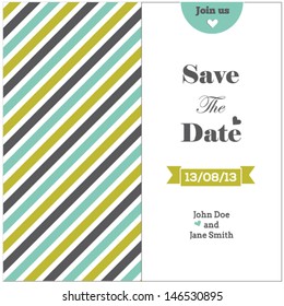 Wedding invitation with colored stripes, romantic template
