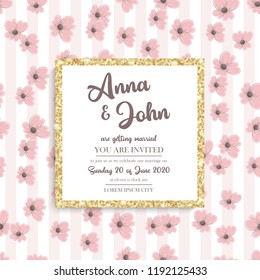 Wedding invitation with colorful flower.
