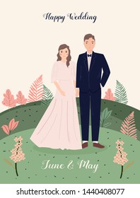 wedding invitation with couple portrait -