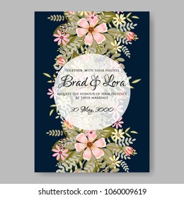 Wedding invitation cream daisy bridal shower vector floral background