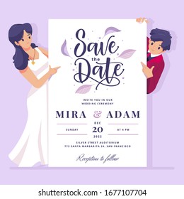 Wedding Invitation With Cute Character