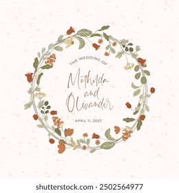 wedding invitation cute floral wreath