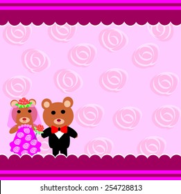 Wedding invitation with cute Teddy Bears