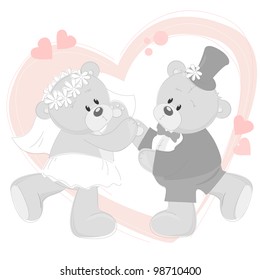 Wedding invitation with cute Teddy Bears