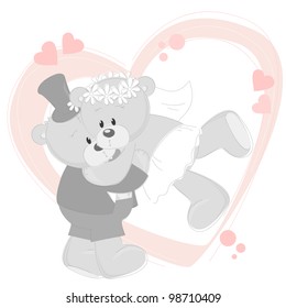 Wedding invitation with  cute Teddy Bears