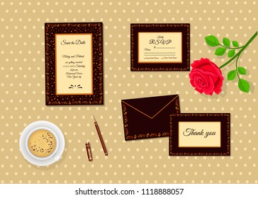 Wedding invitation, decorated with ethnic pattern