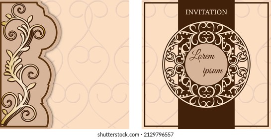 wedding invitation decorative floral and swirl vector