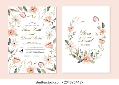 wedding invitation with delicate floral frame