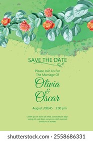 wedding invitation design with beautiful flower theme
