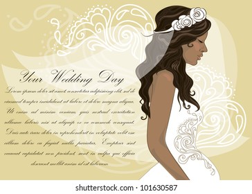 Wedding invitation design with bride