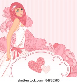 Wedding invitation design with bride