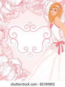 Wedding invitation design with bride