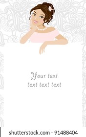 Wedding invitation design with bride
