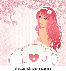Wedding invitation design with bride portrait