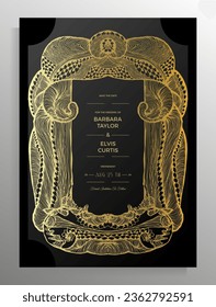 Hochzeitseinladung-Design. Elegante Vektorvorlage für Poster, Karte, Zertifikat, Broschüre im Retro-Stil.