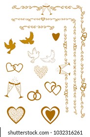 Wedding invitation design elements.Ornate elements for wedding decoration.Vector illustration