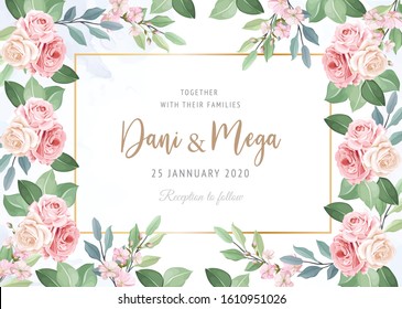 wedding invitation design with pink floral