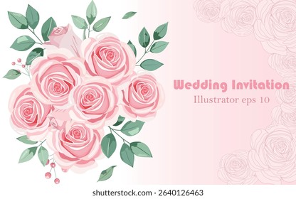 Wedding invitation design. Rose wedding invitation design