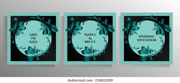Wedding invitation design. Set of vector templates for cards, posters.