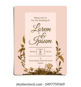 Wedding Invitation Design Template With Nature Themes