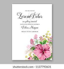 Wedding invitation design template pale roses eucaliptus flowers and green leaves on white backround. Floral bouquet decoration. Vector illustration. Bridal shower invitation baby shower 