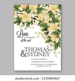 Wedding invitation design template pale roses eucaliptus flowers and green leaves on white backround. Floral bouquet decoration. Vector illustration. Bridal shower invitation baby shower