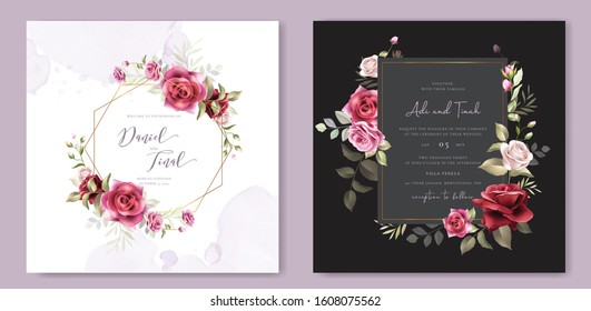 wedding invitation designs with floral and leaves