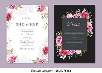 wedding invitation designs with floral and leaves