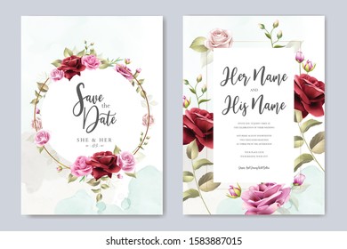 wedding invitation designs with red roses and green leaves