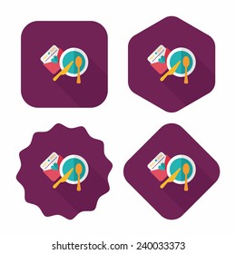 wedding invitation and dishware flat icon with long shadow,eps10
