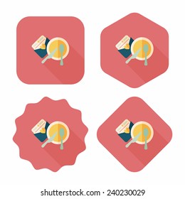 wedding invitation and dishware flat icon with long shadow,eps10